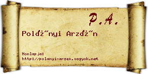 Polányi Arzén névjegykártya